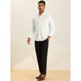 thumbnail image 4 of Camisas de terciopelo de vestir para hombre, camisas formales sólidas de ajuste clásico con botones de manga larga blanco L Unique Bargains Camisa, 4 of 6
