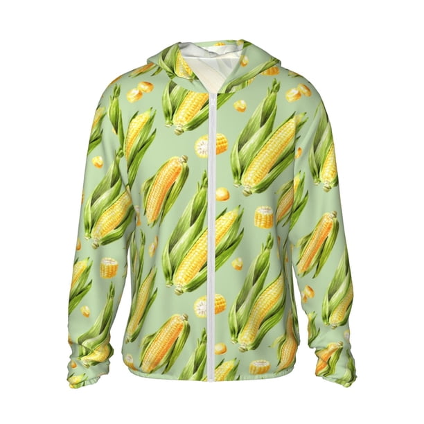 Fotbe Fresh Sweet Corn Chaqueta con Protección Solar UPF 50+ para Hombre y Mujer, Camisa con Capucha y Bolsillos-Large