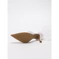 thumbnail image 2 of On feet & in love Women's Satin Pointed Toe Slingback Heels - Stiletto Dress Pumps with Sheer Ribbon Bow Detail,White, 2 of 7