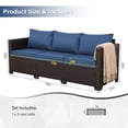 thumbnail image 4 of 3-Seat Patio Wicker Sofa Outdoor Rattan Couch Furniture Steel Frame with High Back NO-Slip Cushioned, Blue, 4 of 8