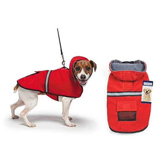 CC Reflective Hooded Dog Coat - Red Functional Safety Sport Jackets Choose Size (Large)