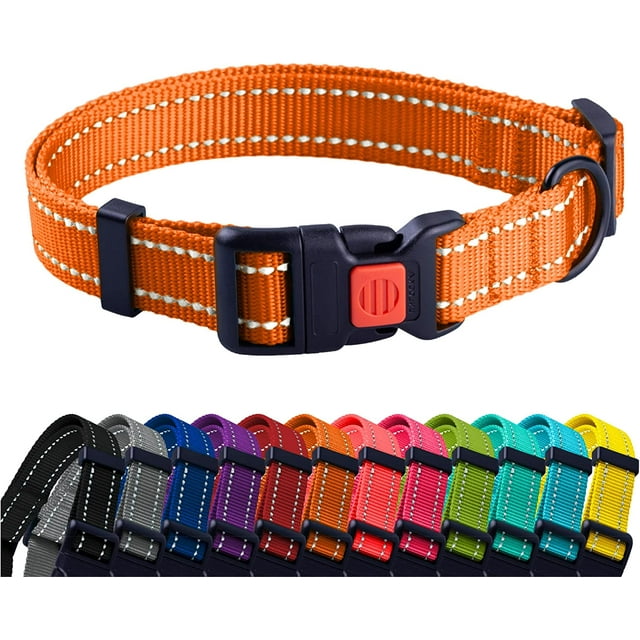 CollarDirect Reflective Dog Collar Safety Nylon Collars for X Large Dogs with Buckle, Orange