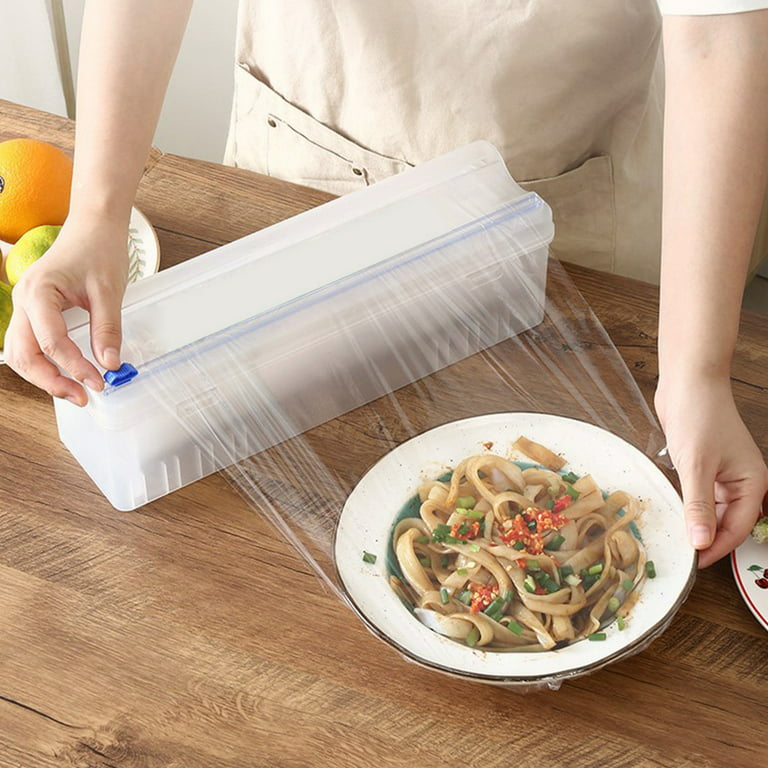 Refillable Plastic Wrap Dispenser, Cling Wrap Dispenser With Slide
