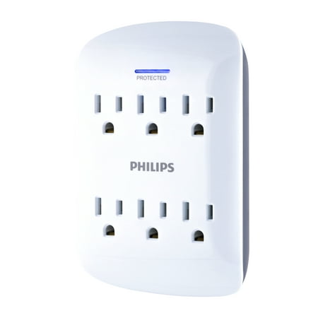 Philips 6-Grounded Outlet Surge Protector, White - SPP3461WA/37