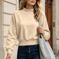 thumbnail image 2 of Cropped Sweatshirts for Women,Mock Neck Elastic Waist Long Sleeve,Casual Loose Pullover Top,Campus School Daily Wear, 2 of 6
