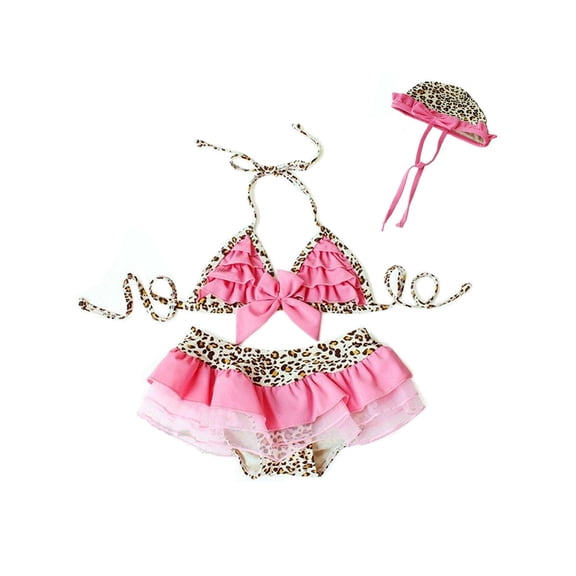 Beach Baby Pinky Leopard Ruffled 3-pc Swimsuit Set (4-5 Years)