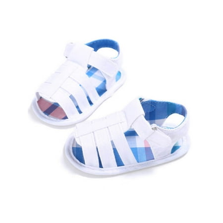 

Meihuida Summer Baby Boys Sandals Hollow Soft Sole Shoes Toddler Prewalker Shoes Pop Plaid Casual Sneakers