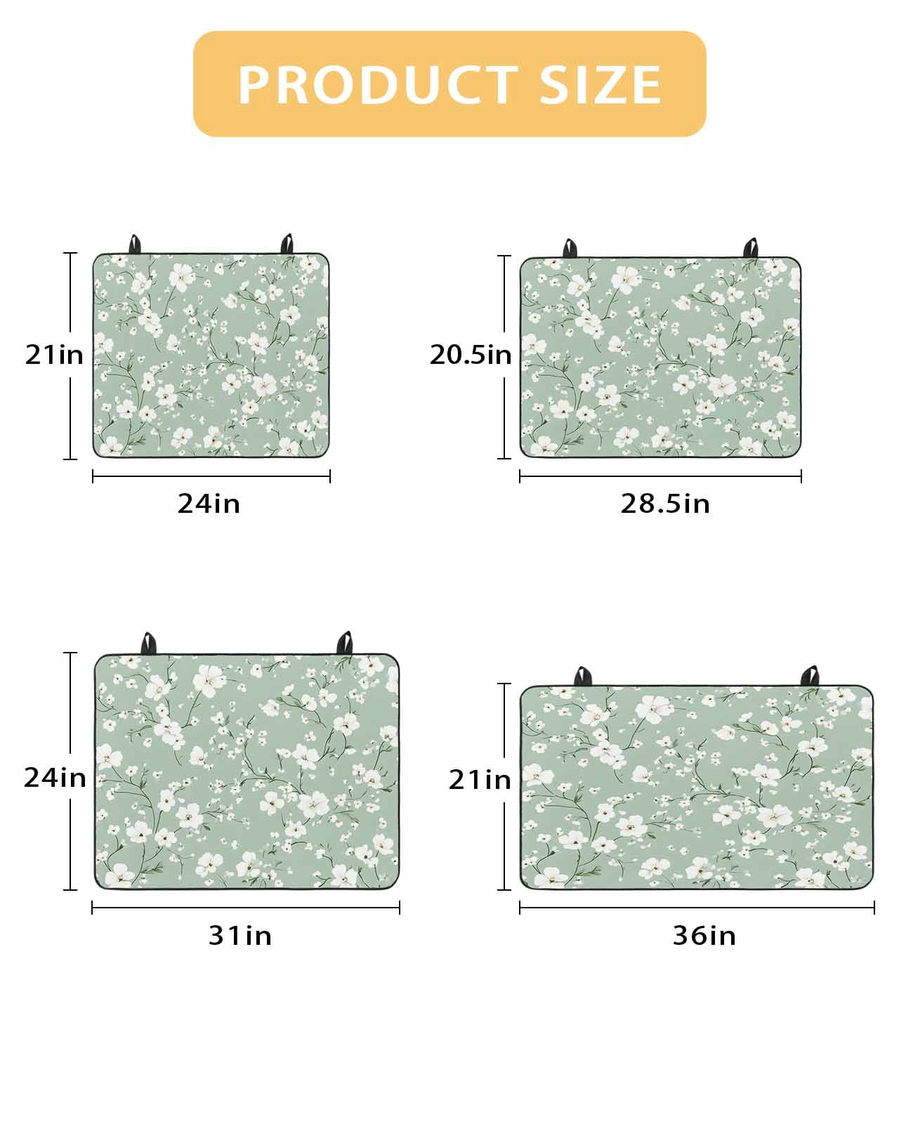 nqOlkjepod Large Induction Cooktop Protector Mat 24"x21", White Spring Floral Stove Top Covers for Electric Stove, Sage Green Botanical Watercolor Stove Burner Cover Mats, Glass Top Stove Cover