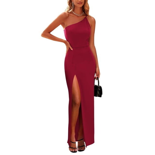 Vestido PRETTYGARDEN de un Hombro con Tirantes Finos y Abertura Alta M