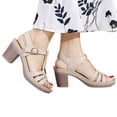 thumbnail image 2 of Fesfesfes Sandals Women Metal Buckle Stitching Sandals Thick High Heels Comfortable Oversized Sandals 7(39), 2 of 5