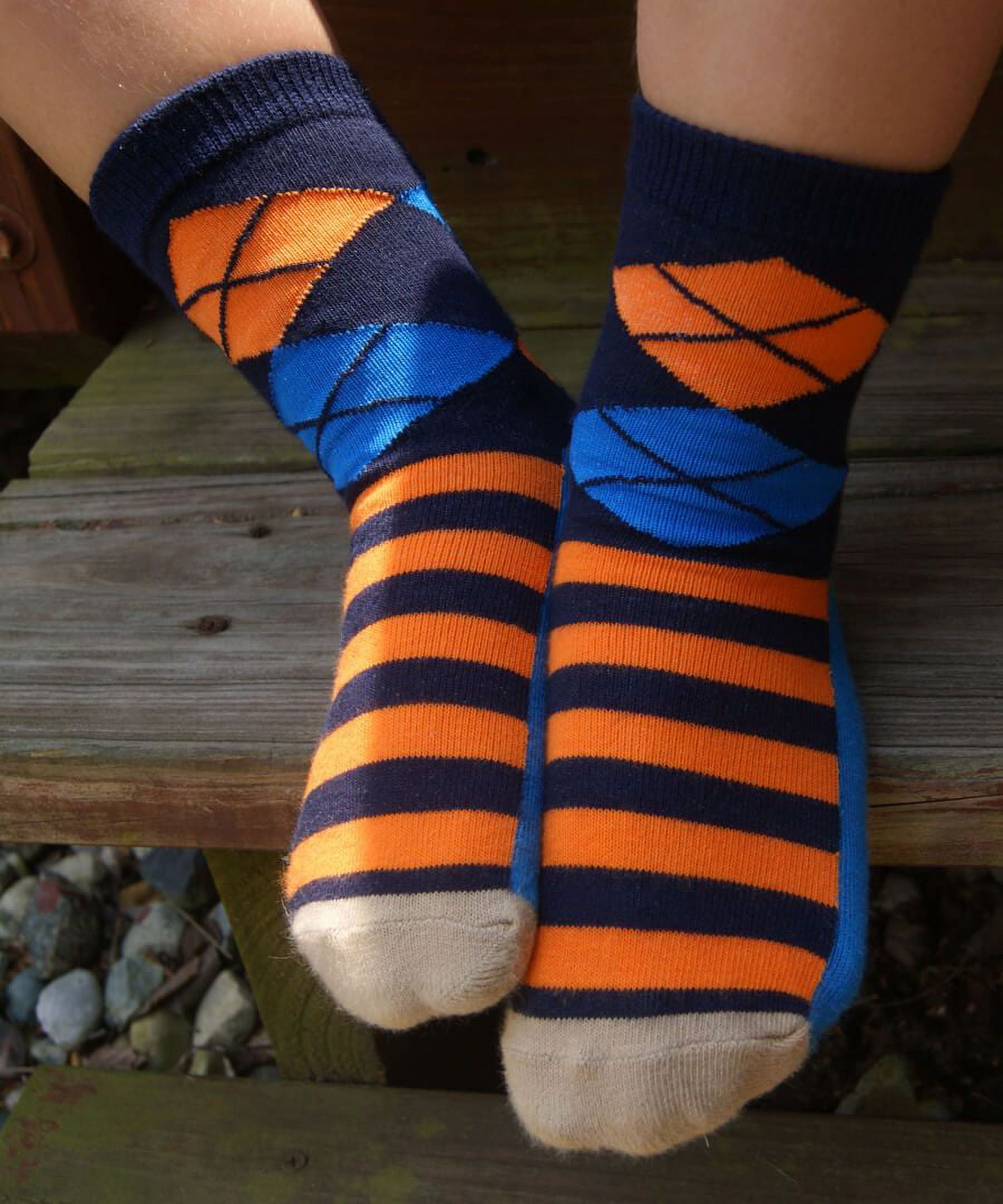 Jefferies Socks Boys Socks, 6 Pack Diamond Stripe Fashion Pattern Crew Sizes XS - M