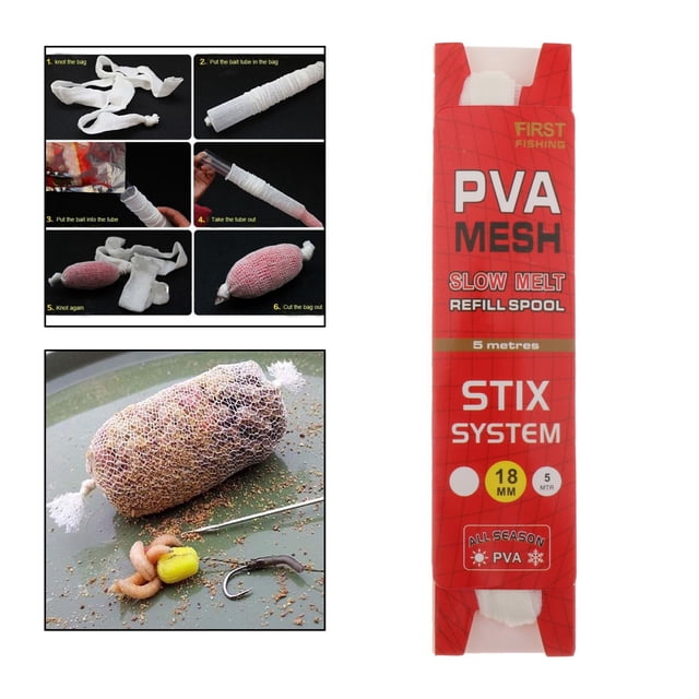 Útil 5M PVA Bolsa de Almacenamiento Bolsa Rig 18 mm shamjiam bolsas de cebo pva pesca de la carpa