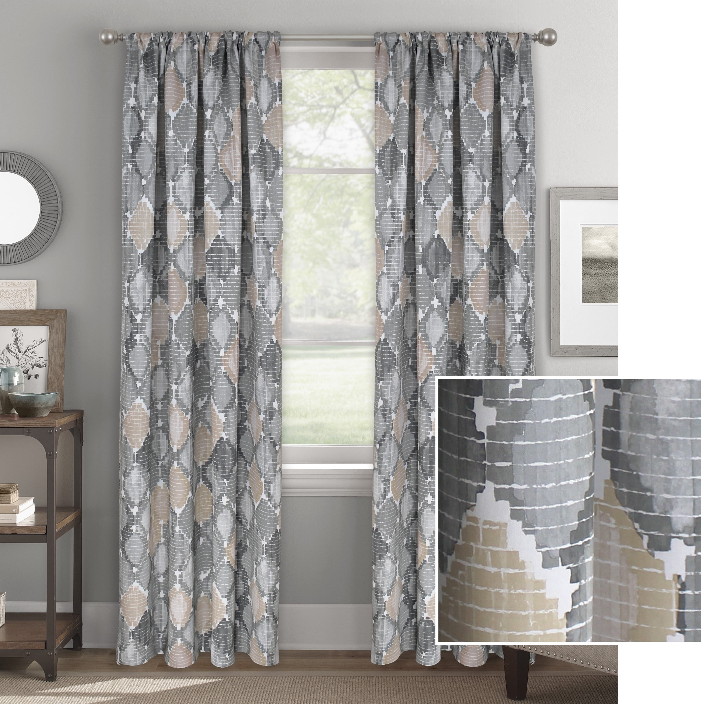Better Homes & Gardens Dyed Ogee Room Darkening Window Curtain Panel