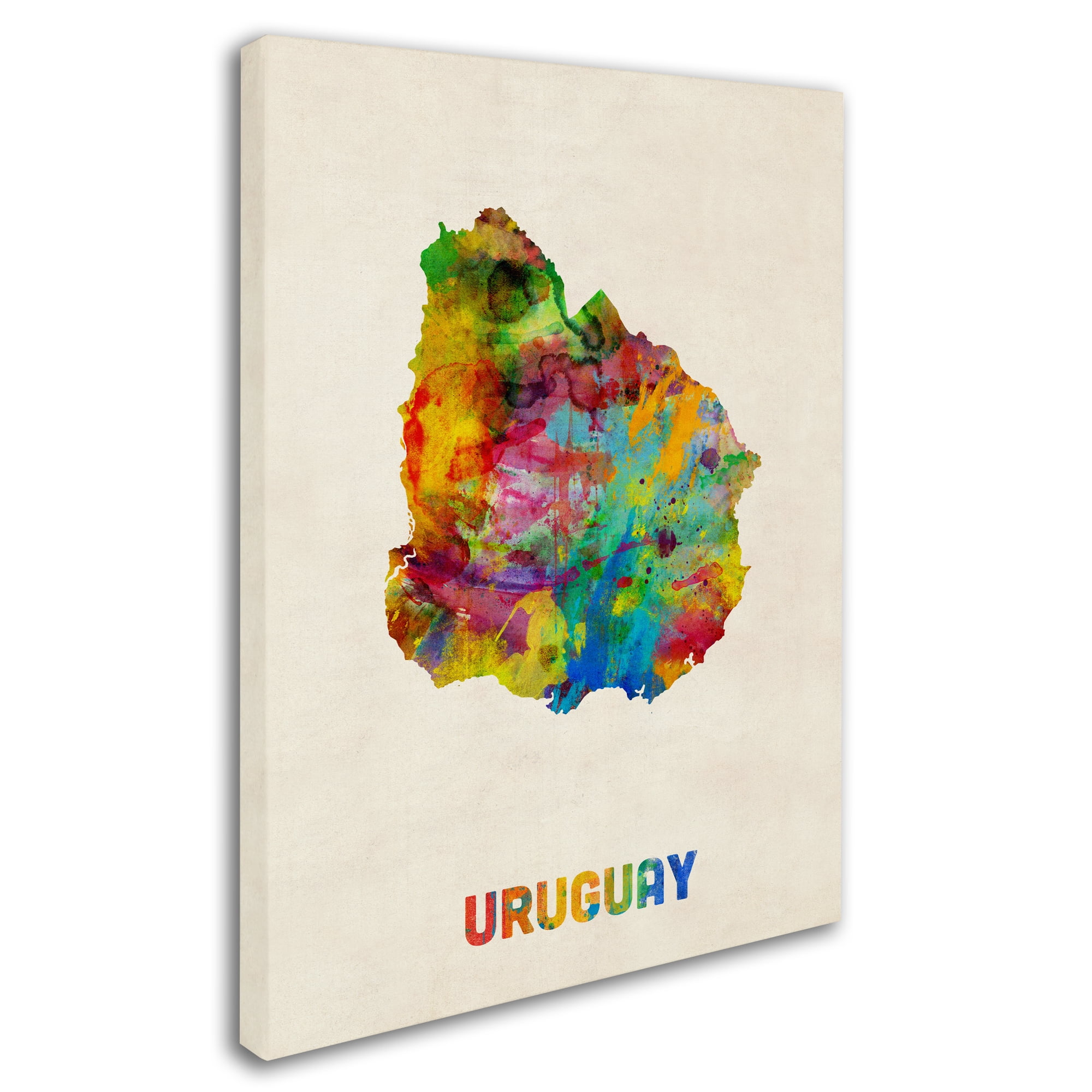Trademark Fine Art "Uruguay Watercolor Map" Canvas Art by Michael Tompsett