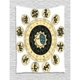 thumbnail image 1 of Astrology Tapestry, Ethnical Tribal Indian Horoscope Chart with Signs and Names Image, Wall Hanging for Bedroom Living Room Dorm Decor, 40W X 60L Inches, Black White and Yellow, by Ambesonne, 1 of 1