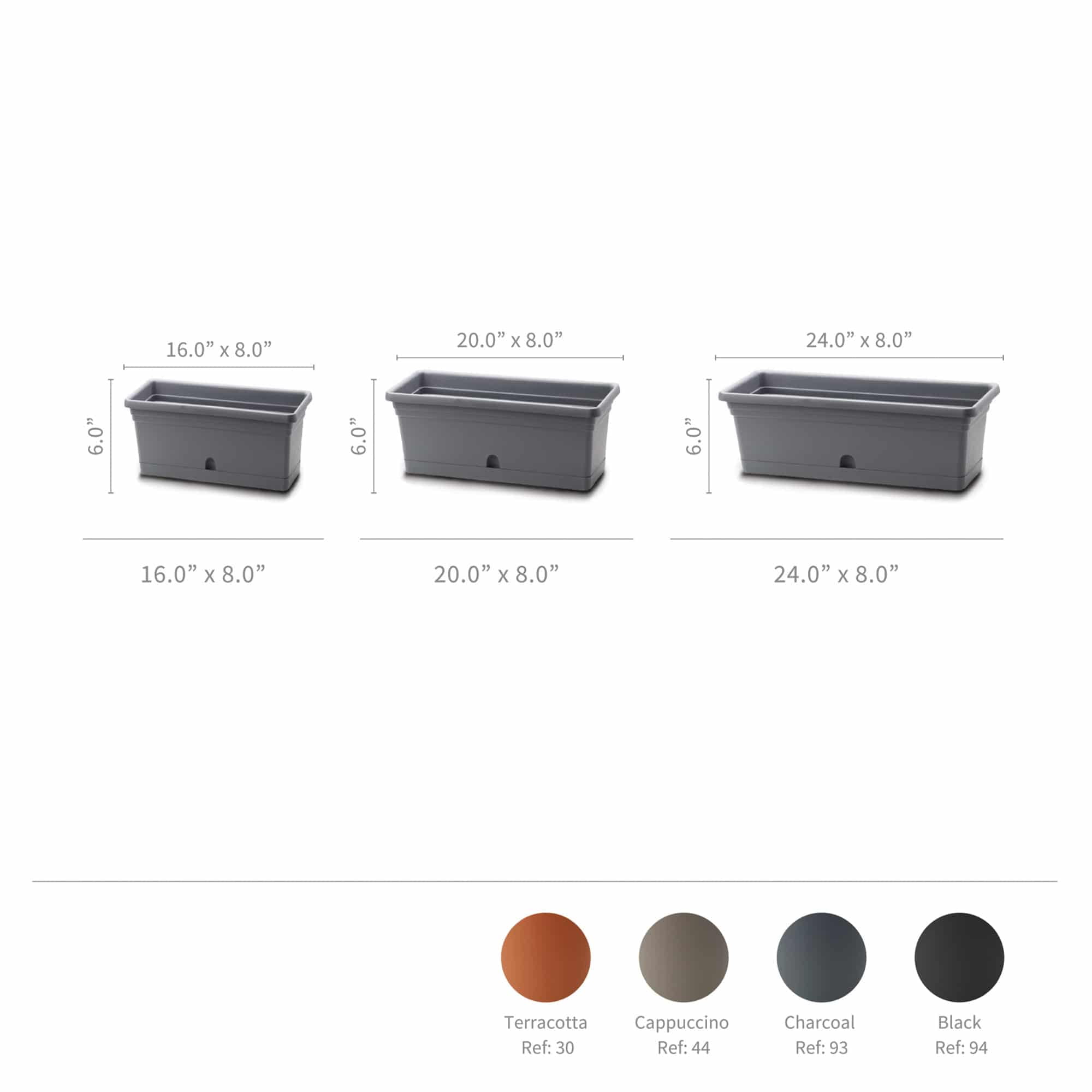 Crescent Garden In/Outdoor Emma Rectangular Plastic Flower Pot Cappuccino Colored Planter, 24 Inches