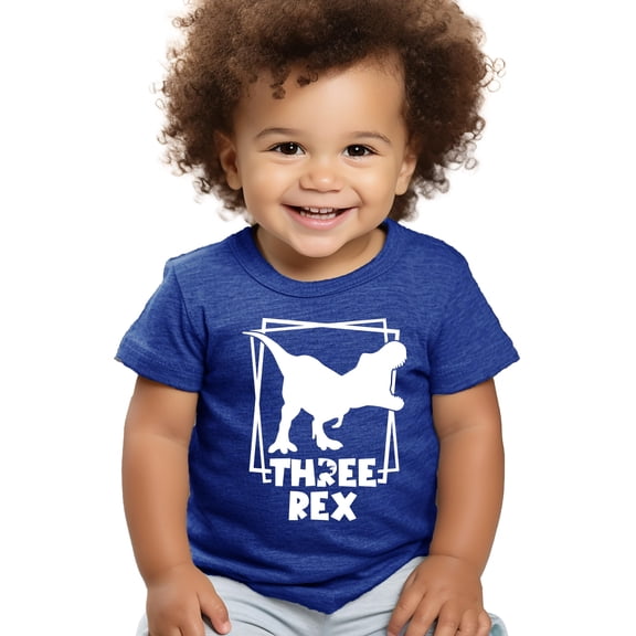 Three Rex Square T-Rex Dinosaur 3rd Birthday Shirts for Baby Toddler & Youth Boys & Girls Vintage Royal Shirt 5-6