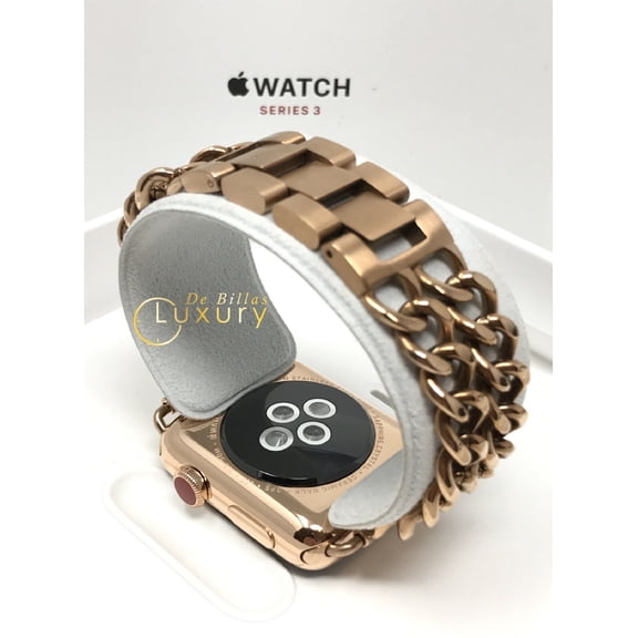 Custom 24K Rose Gold Plated 44 42 45 Links Band For iWatch Any Series