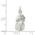 thumbnail image 2 of Solid 925 Sterling Silver Large Dice Pendant Charm (9mm x 24mm), 2 of 2