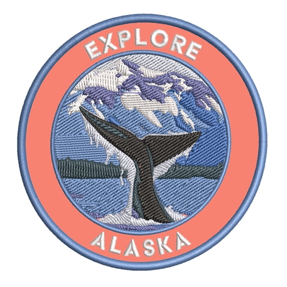 Explore! Alaska 3.5 Inch Iron Or Sew On Embroidered Fabric Badge Patch Seek Adventure, National Park Iconic Series