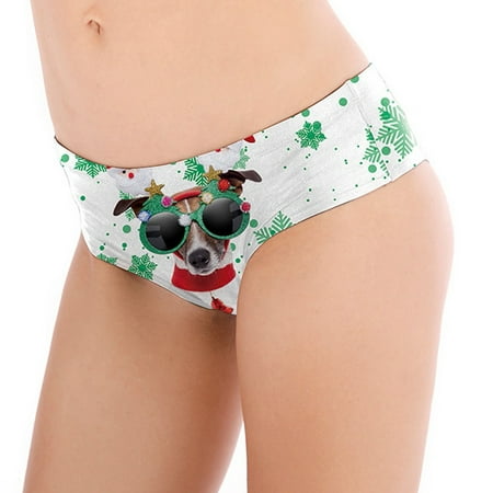 

DORKASM Invisible Mid Waist Hipster Underwear Seamless Briefs Christmas No Show Comfort Stretch Bikini for Women Green S