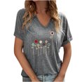 thumbnail image 2 of Fiudx Ofertas Flash Artículos En Oferta Blusas con Cuello En V de Manga Corta con Estampado Informal a La Moda para Mujer, 2 of 4
