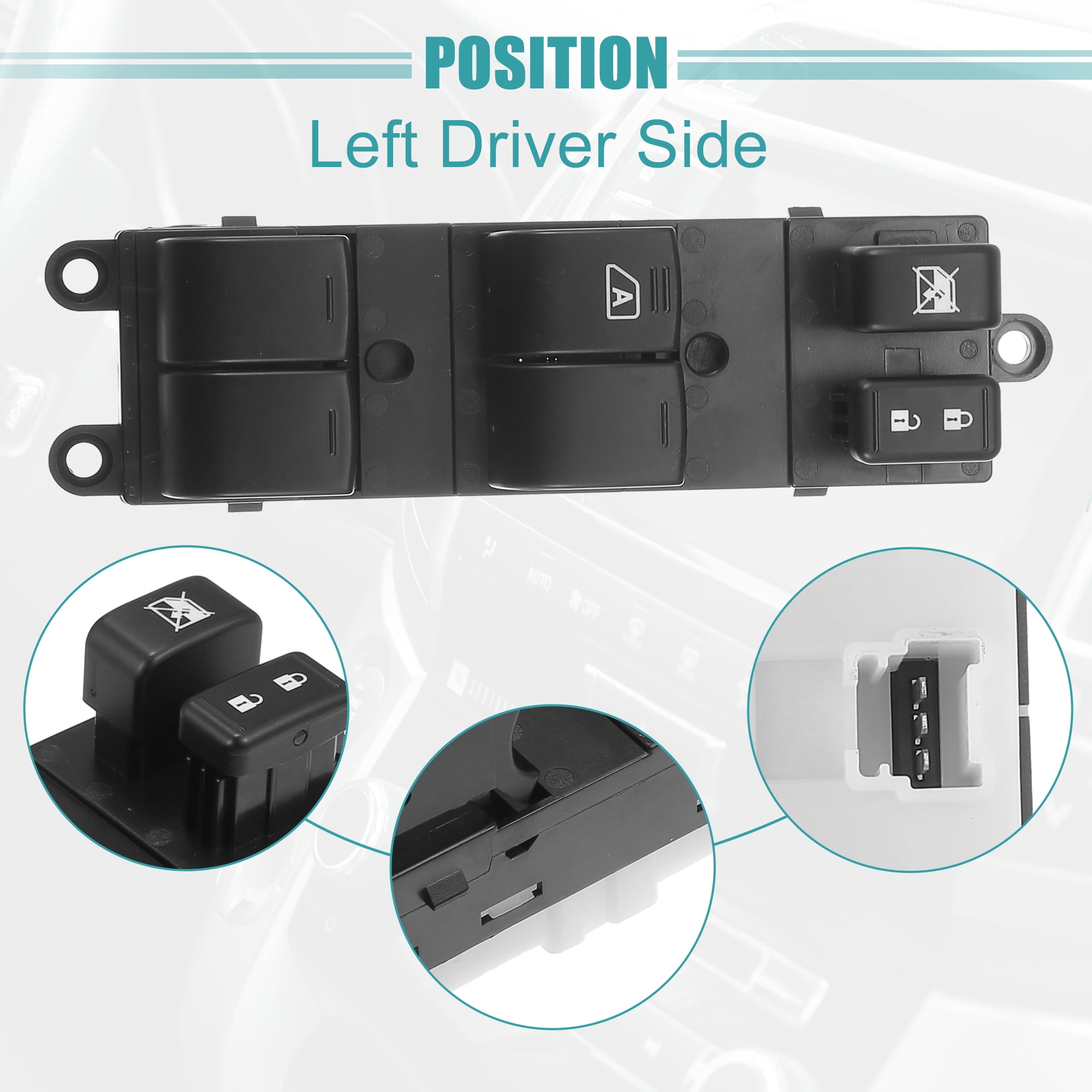 Unique Bargains 25401-ZW80A Front Left Power Window Switch for Nissan Versa Black