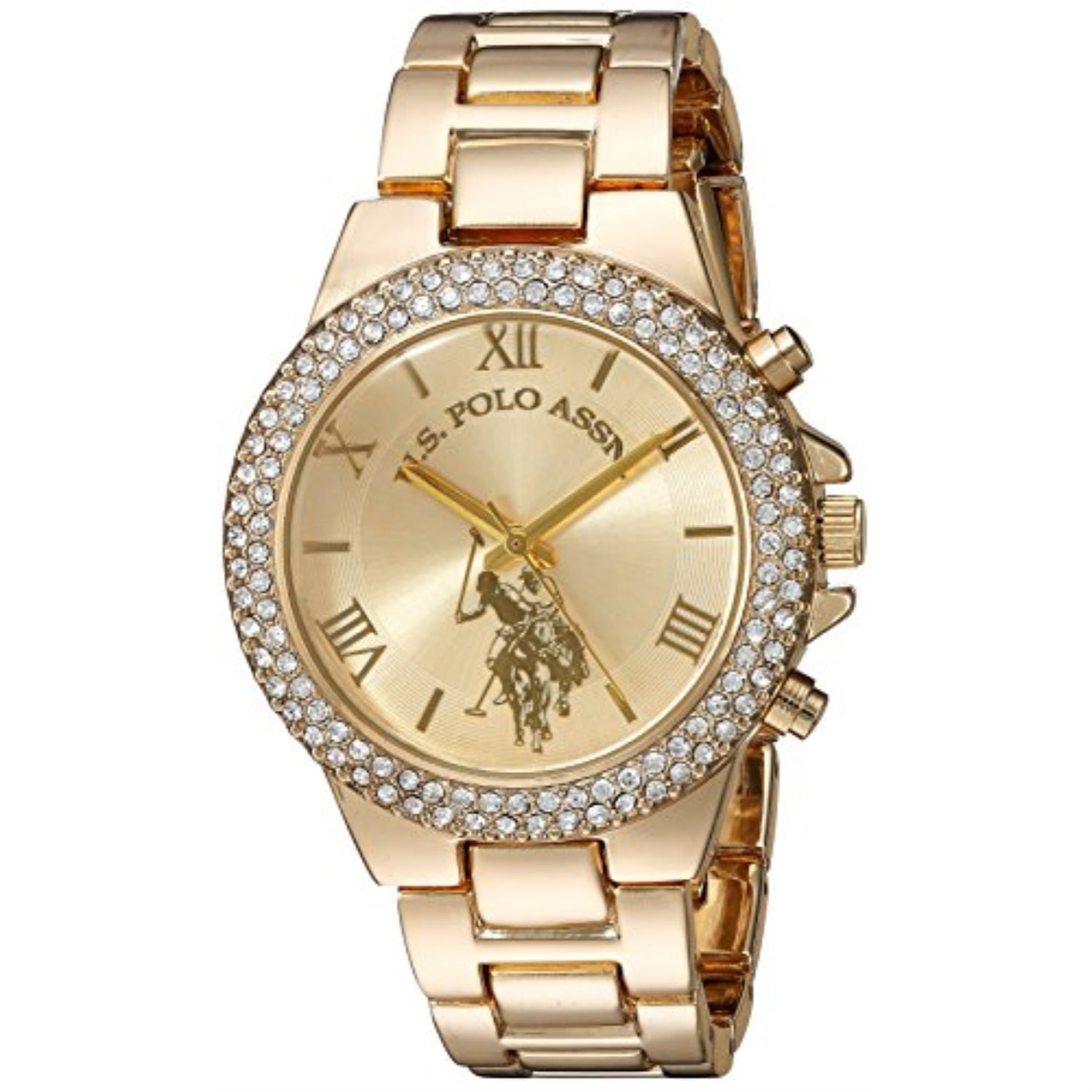 u.s. polo assn. women's gold-tone analog-quartz watch with alloy 