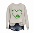 thumbnail image 2 of Felirenzacia Women’s St. Patrick Sweatshirt Lucky Clover Graphic Casual Pullover Top for Holiday Wear, Khaki,XL, 2 of 7