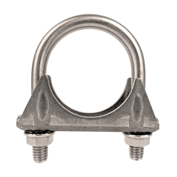 Abrazadera para silenciador de escape con perno en U de alta resistencia de acero inoxidable de 3 pulgadas (76 mm) Diseño de sillín con nervaduras reforzadas