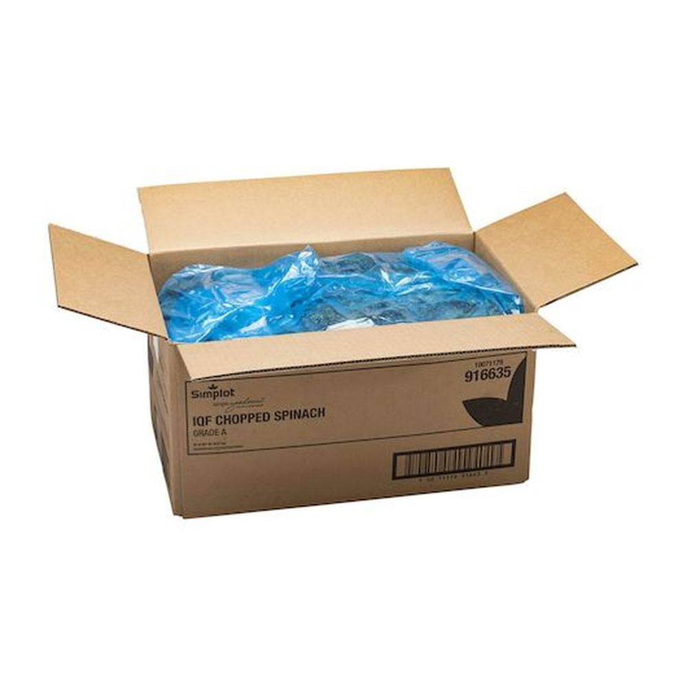 Simplot IQF Chopped Spinach - 20 lb. package, 1 package per case