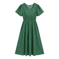 thumbnail image 6 of Levmjia Flowy Midi Dresses for Women V Neck Short Sleeve Polka Dot Dress Summer Casual Fashion Loose Fit Swing Party Beach Vacation, 6 of 6