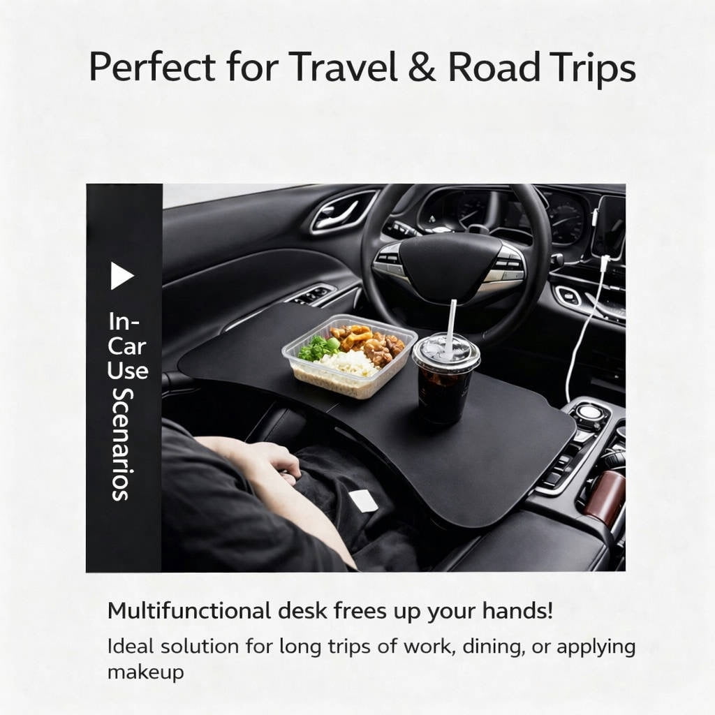 Foldable Car Frontseat Table Tray, Portable Vehicle Desk for Laptop, Food & Travel, Multipurpose Car Folding Table for Dining, Work & Entertainment