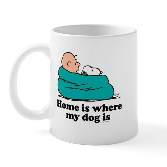 CafePress - Charlie Brown: Home Is Where My Dog Is Mug - 11 oz Ceramic Mug - Novelty Coffee Tea Cup