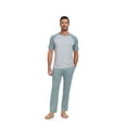 thumbnail image 3 of ANLIQI Men's Pajama Sets Short Sleeve Top & Pant Soft Bamboo Rayon Pjs Set Lounge Sleepwear for Men (Grey Blue L), 3 of 7
