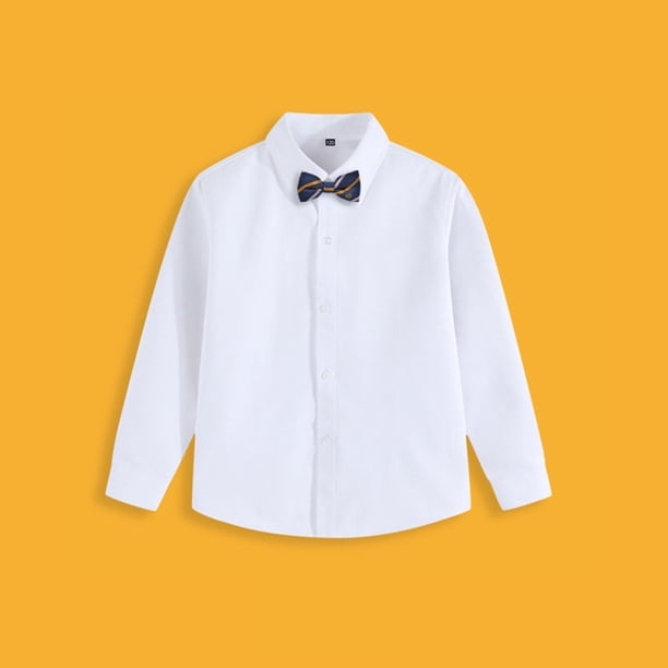 Blusa y camisa de cuello vuelto de manga larga Camisas de solapa de manga larga para niños y niñas Camisas para niños Corbatas Tops modernos y versátiles Tops/camisas de solapa de manga larga Top de p