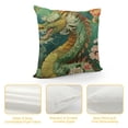 thumbnail image 4 of Chilfamy Chinoiserie Pillow Covers Green Pink Dragon Floral Throw Pillow Covers，Farmhouse Outdoor Decorative Pillow Covers Square Cushion Case for Couch Living Room Sofa Car Decor White, 4 of 5