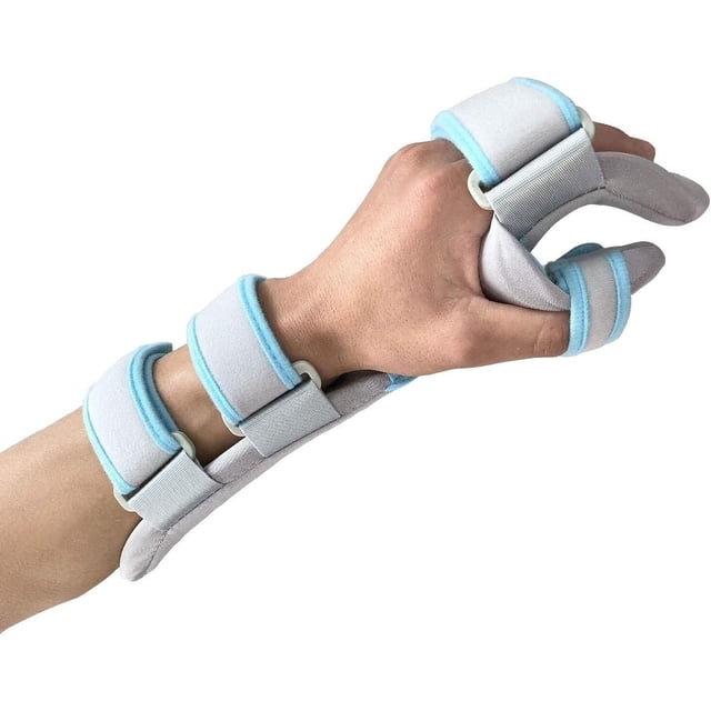 Hand Splint Support,Anti-Spasticity Finger Splint Stroke Rehab Equipment,Adjustable Finger Orthoticsfor Stroke/Hemiplegia &Traumatic Brain Injury 000 0705 (Color : Left, Size : Large)