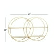 thumbnail image 4 of CosmoLiving by Cosmopolitan 30" x 6" Round Overlapping Ring 2-Tier Gold Geometric Wall Shelf with Wooden Shelves, 4 of 14