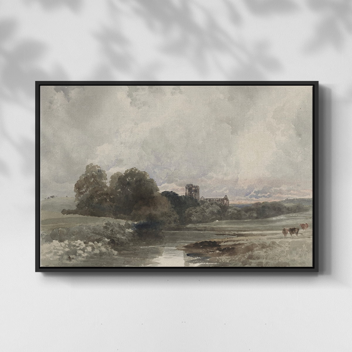 Vintage Landscape-XXXIX By Wexford Home Framed in Black Wood Gallery Wrapped Canvas 27 in. x 41 in.