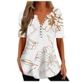 thumbnail image 2 of Aloohaidyvio Tops for Women,Womens Summer Tops V Neck T Shirts Printed Tops Button Loose Casual Tshirts, 2 of 5