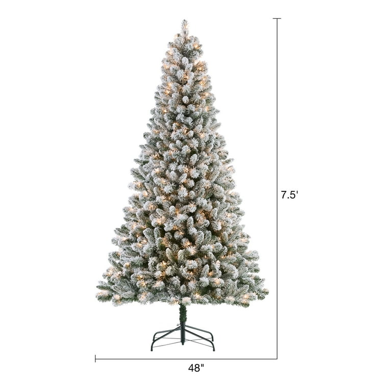 Holiday Time 7.5 Foot Pre Lit Flocked Frisco Pine Artificial