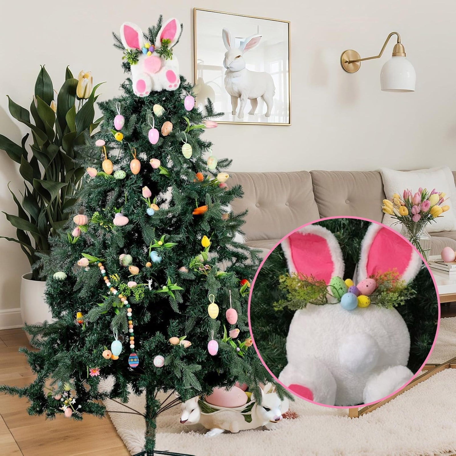 Easter Bunny Plush Toy with Motion - Soft Interactive Battery Powered Rabbit for Kids, Spring Home Decor, Shelf & Nursery Companion（No Battery Included）