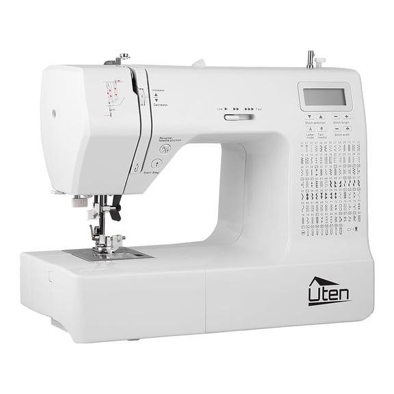 Uten Computerized Sewing Machine with 200 Unique Built-in Stitches, Portable Sewing Machine with LCD Display for Home DIY & Crafting, Includes Free Arm, Foot Pedal, 5 Quick-Change Presser Feet