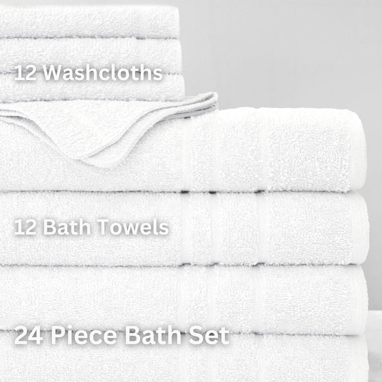 True Hue 24-Piece Cotton Bath Towel Set, White photo 3