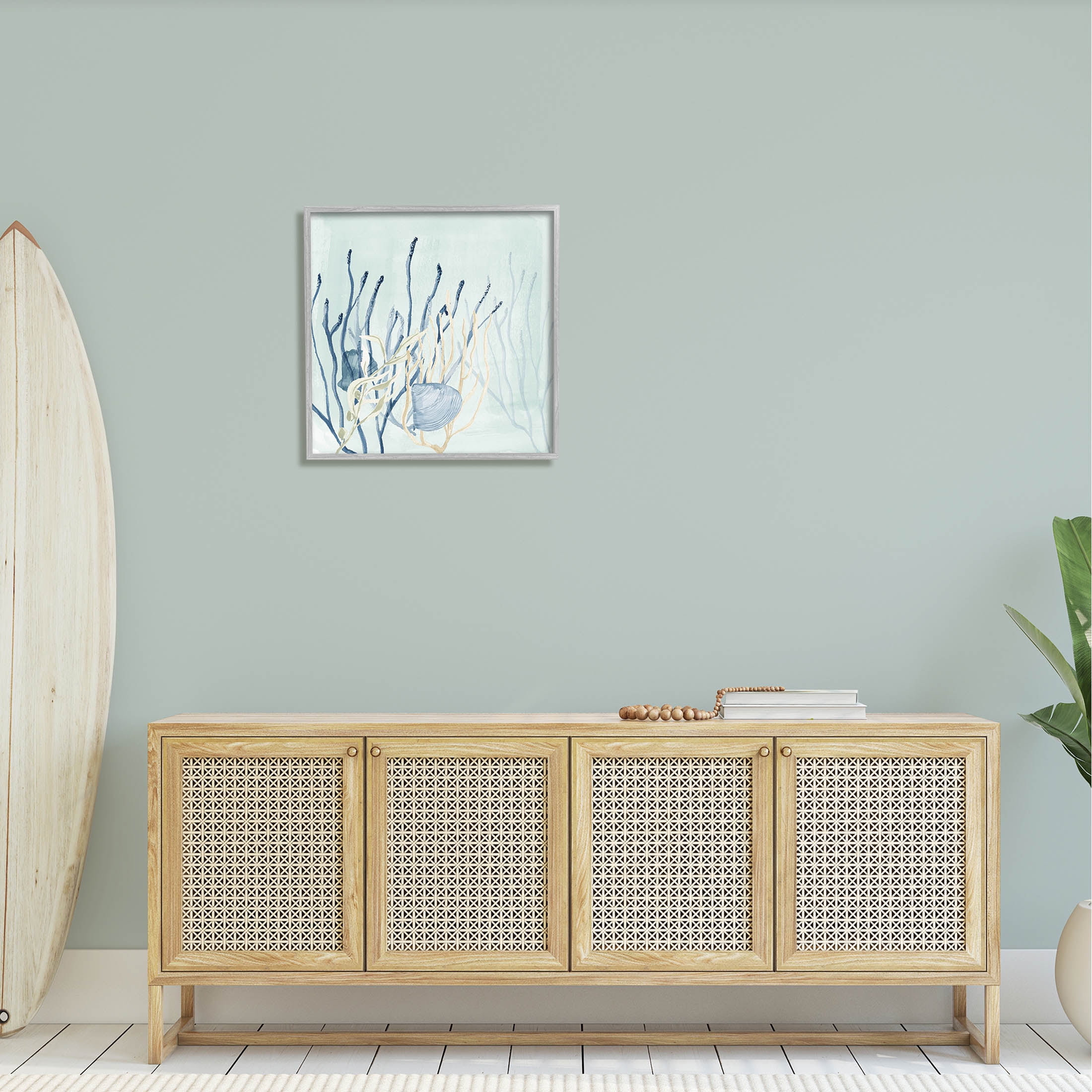 Layered Seashells Coral Underwater Animals & Insects Graphic Art Gray Framed Art Print Wall Art