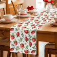 thumbnail image 5 of Table Runner - 90 Inch Long, Red Strawberry Kitchen Dining Table Runner Dresser Scarves, Summer Fruits Farmhouse Leaves Floral Rustic Farmhouse Decor for Coffee Tables Wedding Party Banquet, 5 of 8