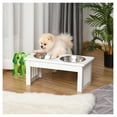 thumbnail image 2 of 6" Height Small Puppy Dog Feeding Station for Messy Pets, Stainless Steel Elevated Dog Bowls with Modern Wooden Frame, Stand Pet Feeding Station, White, 2 of 7