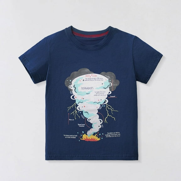 Boys T Shirts Kids Toddler Boys Summer Casual T Shirt Cartoon Tornado Print Short Sleeved Breathable Top Toddler T Shirts Navy 2 Years-3 Years