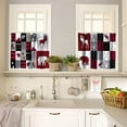 thumbnail image 3 of Bear Deer Buffalo Plaid Curtain Set, Vintage Buffalo Plaid Patchwork Deer Bear Paw Mountain Pine Tree Cottage Style Window Valances and Tier Set for Kitchen Living Room Café Décor, 3 of 4